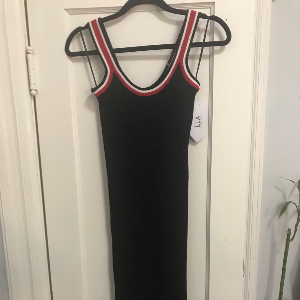 Knit strap midi dress